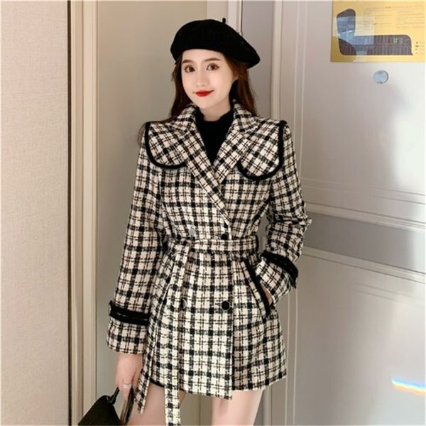2021 new korean of the chic plaid design thick double-breasted straps houndstooth woolen women's new coat trend 7lse, Black
2021 new korean of the chic plaid design thick double-breasted straps houndstooth woolen women's new coat trend 7lse, Black