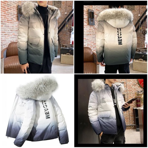 2020 winter new men's down jacket trend short gradient color zipper hood fashion all-match down jacket thick coat, Black
2020 winter new men's down jacket trend short gradient color zipper hood fashion all-match down jacket thick coat, Black