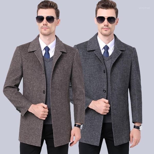 men's wool & blends autumn and winter woolen coat men's double faced overcoat medium length down lined warm windbreaker for man1, Black
men's wool & blends autumn and winter woolen coat men's double faced overcoat medium length down lined warm windbreaker for man1, Black