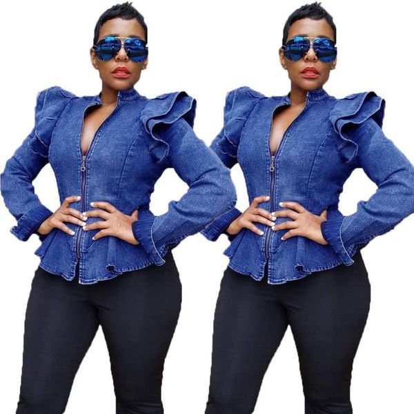 fnoce 2021 winter new women's jeans jackets large size fashion trends casual solid long sleeve zipper ruffles slim denim coats, Black;brown
fnoce 2021 winter new women's jeans jackets large size fashion trends casual solid long sleeve zipper ruffles slim denim coats, Black;brown