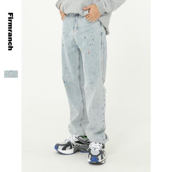 men's jeans firmranch spring/autumn men splashed paint denim loose straight leg long japanese&korean hip hop style vintage 90s, Blue
men's jeans firmranch spring/autumn men splashed paint denim loose straight leg long japanese&korean hip hop style vintage 90s, Blue