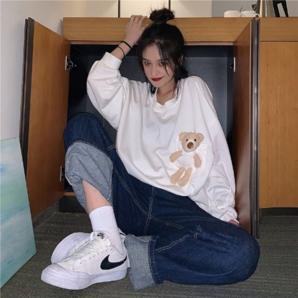 bear's loose and lazy for women's pullover cartoon with bottomed korean version pullover sweater sweater purple 2020 new owgnc, Black
bear's loose and lazy for women's pullover cartoon with bottomed korean version pullover sweater sweater purple 2020 new owgnc, Black