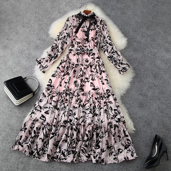 european and american women's clothing new 2021 spring long sleeve flared sleeve printing fashion pink dress, Black;gray
european and american women's clothing new 2021 spring long sleeve flared sleeve printing fashion pink dress, Black;gray