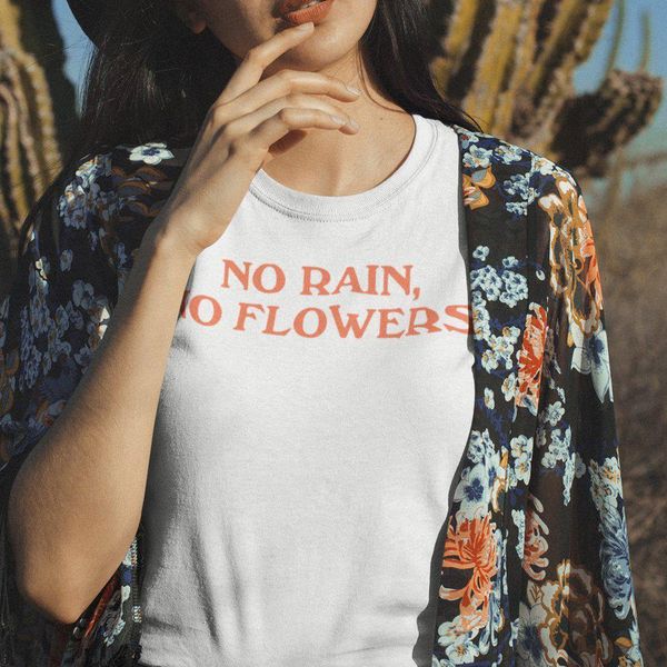 no rain no flowers graphic shirt vintage inspired womens 60s 70s 80s 90s style cute tees summer retro t shirts, White
no rain no flowers graphic shirt vintage inspired womens 60s 70s 80s 90s style cute tees summer retro t shirts, White