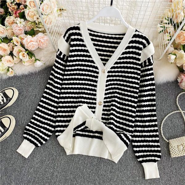 women's knits & tees women fall/winter cardigans striped japan style outer wear casual soft long-sleeved knitted female sweater coat g, White 
women's knits & tees women fall/winter cardigans striped japan style outer wear casual soft long-sleeved knitted female sweater coat g, White