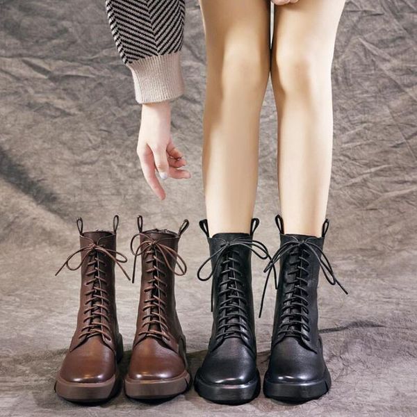 2020 new warm women's shoes autumn winter british style mid-tube casual martin boots genuine leather fashion women snow boots, Black
2020 new warm women's shoes autumn winter british style mid-tube casual martin boots genuine leather fashion women snow boots, Black