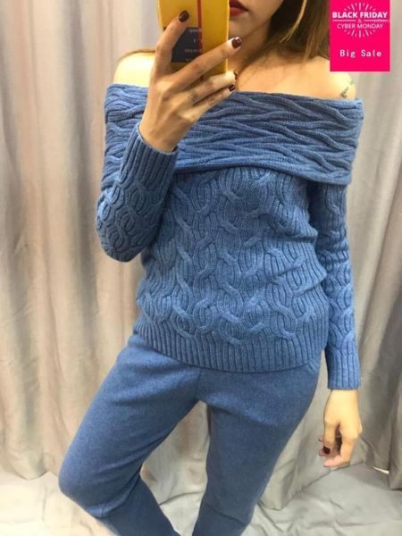 cashmere + woolen twist knit warm sets slash neck velvet sweater + mink cashmere trousers two-pieces elastic wool suits wq1121, White
cashmere + woolen twist knit warm sets slash neck velvet sweater + mink cashmere trousers two-pieces elastic wool suits wq1121, White