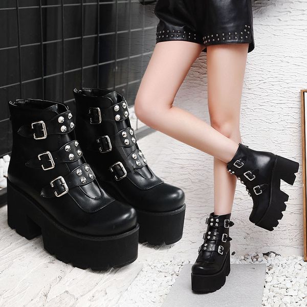 boots 2020 combat for women platforms block high heel shoes gothic rivet buckle military ankle size 34-45 981e, Black
boots 2020 combat for women platforms block high heel shoes gothic rivet buckle military ankle size 34-45 981e, Black