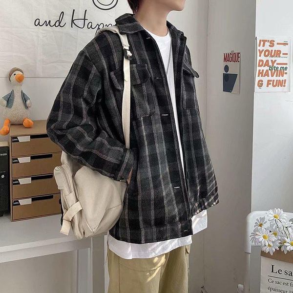 jacket men's loose plaid casual jacket korean version of the spring and autumn new fashion student chic all-match, Black;brown
jacket men's loose plaid casual jacket korean version of the spring and autumn new fashion student chic all-match, Black;brown