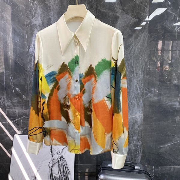 2021 spring new luxury design super classic oil painting color long-sleeved shirt literary retro temperament lady shirt ing, White
2021 spring new luxury design super classic oil painting color long-sleeved shirt literary retro temperament lady shirt ing, White