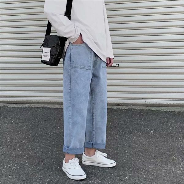 wide leg jeans men's summer korean fashion new loose straight youth drop feeling versatile long pants, Blue
wide leg jeans men's summer korean fashion new loose straight youth drop feeling versatile long pants, Blue