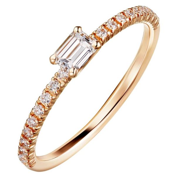 cluster rings 18k au750 rose gold ring women wedding anniversary engagement party emerald moissanite diamond elegant romantic trendy, Golden;silver