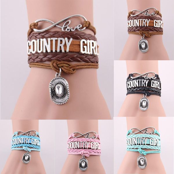 infinity love country girl hat charm wrap bracelet rope multilayer leather custom gifts women & men bracelets jewelry, Golden;silver
infinity love country girl hat charm wrap bracelet rope multilayer leather custom gifts women & men bracelets jewelry, Golden;silver