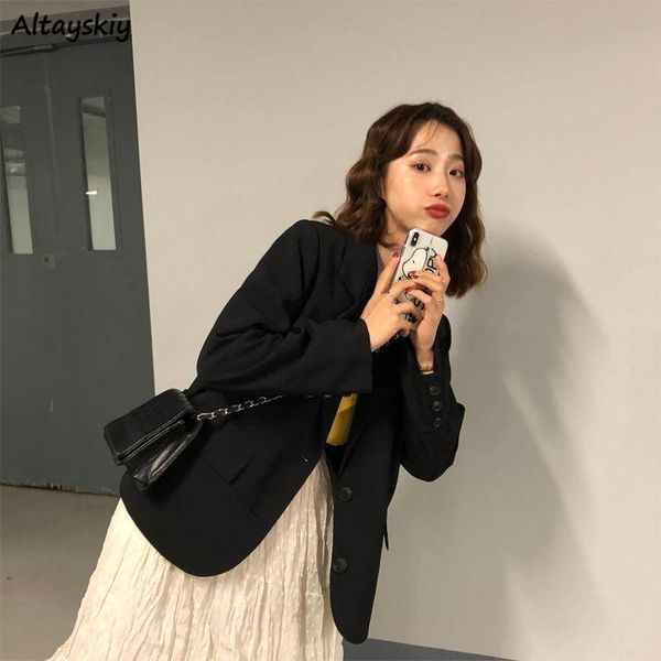 women's suits & blazers women spring-autumn all-match long sleeve casual single breasted korean style comfortable student notched offic, White;black
women's suits & blazers women spring-autumn all-match long sleeve casual single breasted korean style comfortable student notched offic, White;black