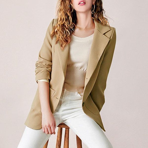 women blazers coats single breasted pockets long sleeve formal coats solid color notched-collar elegant office lady work blazer, White;black
women blazers coats single breasted pockets long sleeve formal coats solid color notched-collar elegant office lady work blazer, White;black
