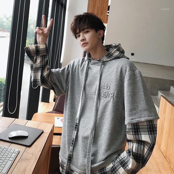 2020 autumn men's lattice printing coat male clothing pullover split joint hoodies loose cotton casual sweatshirts size m-5xl1, Black
2020 autumn men's lattice printing coat male clothing pullover split joint hoodies loose cotton casual sweatshirts size m-5xl1, Black