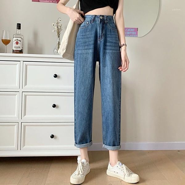 autumn 2020 new korean version of net red daddy pants high waist loose jeans nine point straight bobbin pants retro women1, Blue
autumn 2020 new korean version of net red daddy pants high waist loose jeans nine point straight bobbin pants retro women1, Blue