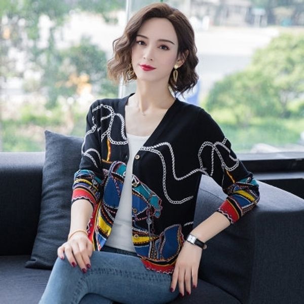 blhzr 2020 spring korean autumn and fashion loose printed jacket summer short style with v-neck jacket sweater pattern cardigan sweater g8l9, White;black
blhzr 2020 spring korean autumn and fashion loose printed jacket summer short style with v-neck jacket sweater pattern cardigan sweater g8l9, White;black