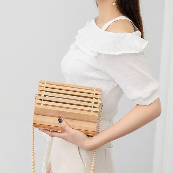 designer evening bags antique bamboo woven bag beach hollow bamboo evening bag shoulder crossbody womens bag m180411