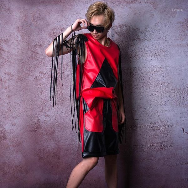 men tassel 2 pieces sets (tank+shorts) leather tanks streetwear hip hop male sleeveless tees shirts fashion show clothing1, White;black
men tassel 2 pieces sets (tank+shorts) leather tanks streetwear hip hop male sleeveless tees shirts fashion show clothing1, White;black