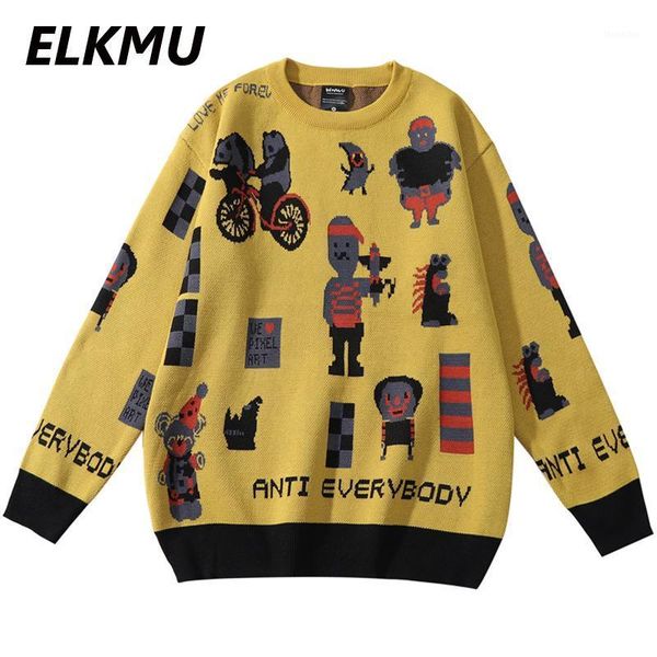 men's sweaters elkum yellow knitted funny cartoons print jumper sweater oversize streetwear casual crewneck loose male he4271, White;black
men's sweaters elkum yellow knitted funny cartoons print jumper sweater oversize streetwear casual crewneck loose male he4271, White;black