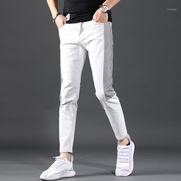 men ankle-length pants gray white patchwork jeans summer slim fit stretch jean 2020 fashion korean style denim trousers1, Blue
men ankle-length pants gray white patchwork jeans summer slim fit stretch jean 2020 fashion korean style denim trousers1, Blue