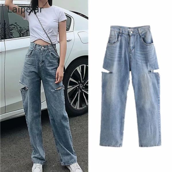 2020 women's fashion wide leg jeans ripped hole high waist thin loose carrot pants trend casual wild denim pants, Blue
2020 women's fashion wide leg jeans ripped hole high waist thin loose carrot pants trend casual wild denim pants, Blue