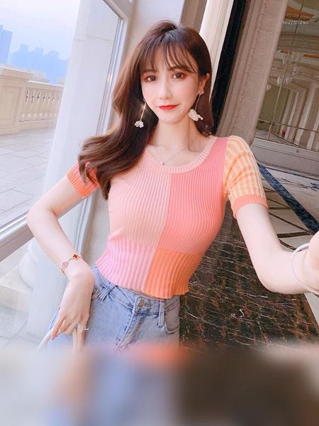 contrasting color knit sweater women's thin section summer and autumn new temperament ladies slim slim t-shirt tide1, White;black
contrasting color knit sweater women's thin section summer and autumn new temperament ladies slim slim t-shirt tide1, White;black