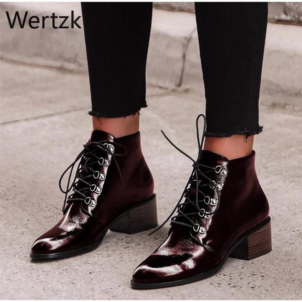 2020 women's lace up pointed boots metallic bright side square heel 2 colors women boots winter zapatos de mujer1, Black
2020 women's lace up pointed boots metallic bright side square heel 2 colors women boots winter zapatos de mujer1, Black