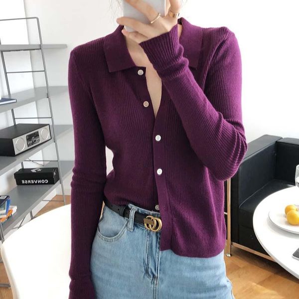 women knitted cardigan long-sleeved lapel sweater women's 2021 new slim sweater coat, White
women knitted cardigan long-sleeved lapel sweater women's 2021 new slim sweater coat, White