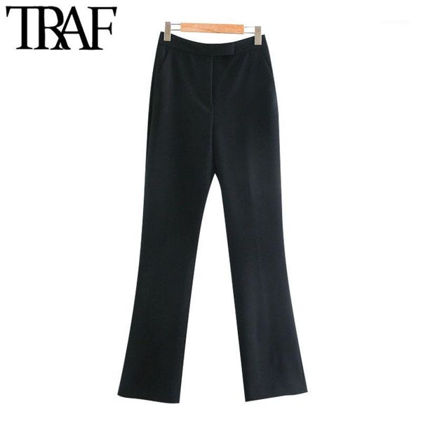 traf women fashion office wear side pockets flared pants vintage high waist zipper female trousers mujer1, Black;white
traf women fashion office wear side pockets flared pants vintage high waist zipper female trousers mujer1, Black;white