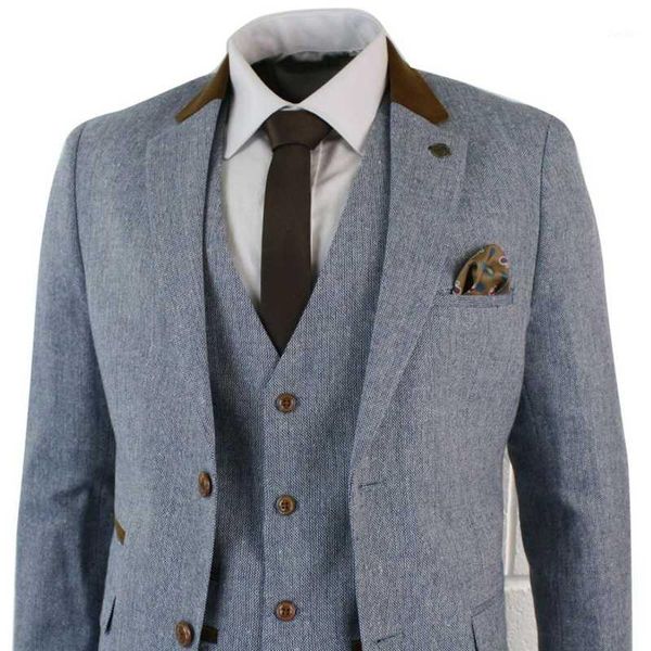2020 handsome mens suits 3 piece herringbone tweed costume homme light blue sky brown slim fit vintage retro suit1, White;black
2020 handsome mens suits 3 piece herringbone tweed costume homme light blue sky brown slim fit vintage retro suit1, White;black