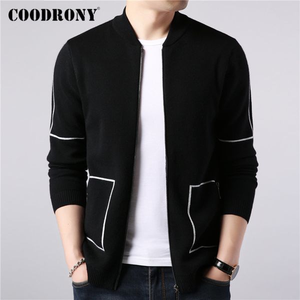 coodrony brand sweater coat men autumn winter thick warm wool cardigan men streetwear fashion striped zipper coats pockets 91091 201202, White;black
coodrony brand sweater coat men autumn winter thick warm wool cardigan men streetwear fashion striped zipper coats pockets 91091 201202, White;black