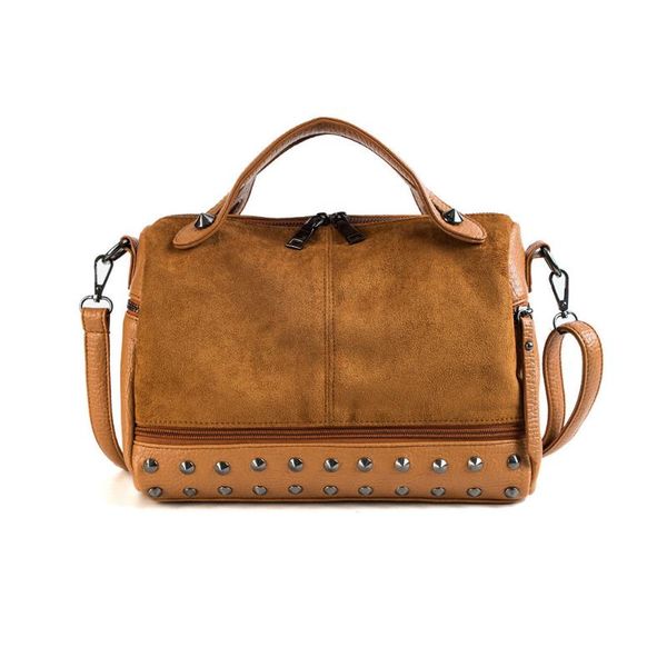 quality leather female shoulder bag women handbag with rivets large capacity retro motorcycle tote bag ladies' handle bags
