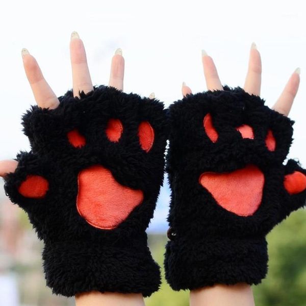 five fingers gloves winter fingerless fluffy bear cat plush claw half finger glove soft covered women female mittens1, Blue;gray
five fingers gloves winter fingerless fluffy bear cat plush claw half finger glove soft covered women female mittens1, Blue;gray