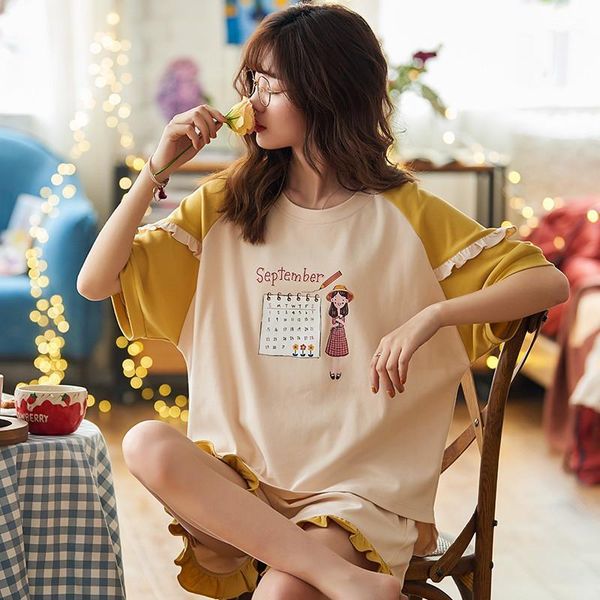 korean pajamas sets lovely cartoon women sleepwear summer short sleeve shorts nightgown 100% cotton casual pajamas sets1, Black;red
korean pajamas sets lovely cartoon women sleepwear summer short sleeve shorts nightgown 100% cotton casual pajamas sets1, Black;red