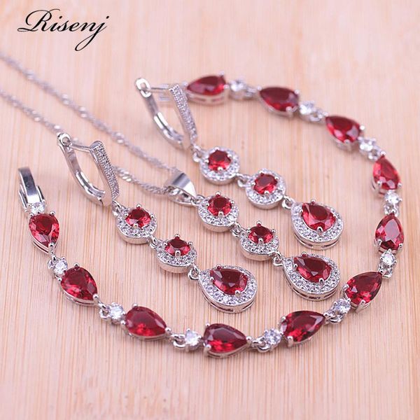 risenj water drop & round red zircon & crystal silver color costume jewelry set earrings necklace set with bracelet in store
risenj water drop & round red zircon & crystal silver color costume jewelry set earrings necklace set with bracelet in store