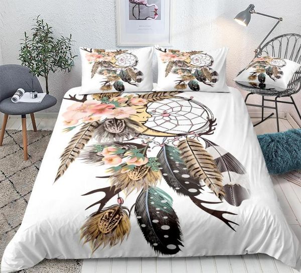 3 pieses dreamcatcher bedding set boho feathers duvet cover set flowers bed with pillowcase king white bedclothes floral1
3 pieses dreamcatcher bedding set boho feathers duvet cover set flowers bed with pillowcase king white bedclothes floral1