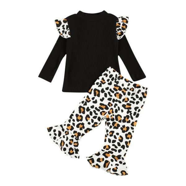 1-5y autumn kids girls clothes sets 2pcs leopard print ruffles long sleeve pullover knit flare pants, White
1-5y autumn kids girls clothes sets 2pcs leopard print ruffles long sleeve pullover knit flare pants, White