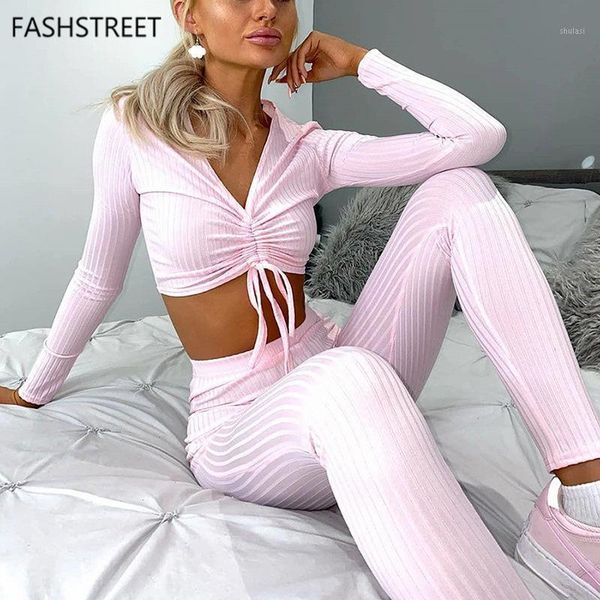 fashstreet casual rib knit solid color two piece set women lace up cross long sleeve crop and high waist trousers tracksuit1, Gray
fashstreet casual rib knit solid color two piece set women lace up cross long sleeve crop and high waist trousers tracksuit1, Gray