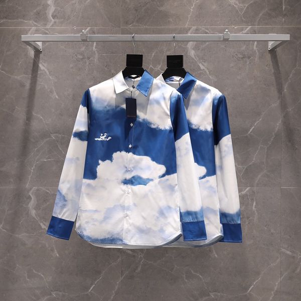 designer women men long sleeve shirts 20fw fashion show style blue sky white clouds tie-dye letter printing pattern blouses & shirts sml
designer women men long sleeve shirts 20fw fashion show style blue sky white clouds tie-dye letter printing pattern blouses & shirts sml