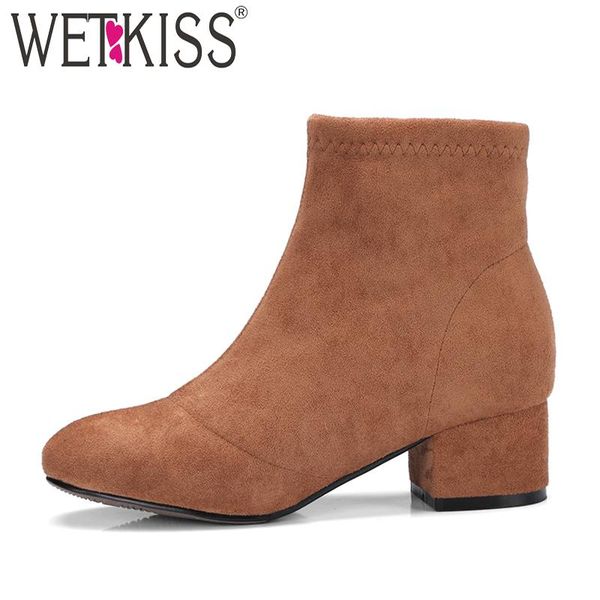 boots wetkiss 2021 autumn ankle women round toe zipper fashion flock shoes ladies square heels short plush footwear, Black
boots wetkiss 2021 autumn ankle women round toe zipper fashion flock shoes ladies square heels short plush footwear, Black