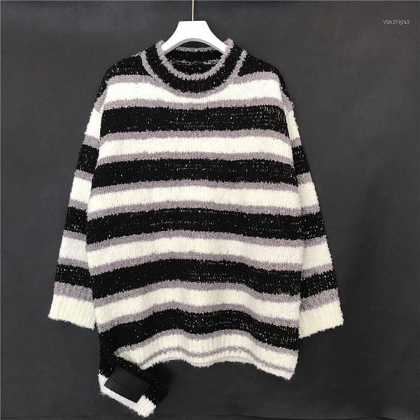 autumn and winter new product color matching striped design loose sweater women casual long-sleeved round neck sweater, White;black
autumn and winter new product color matching striped design loose sweater women casual long-sleeved round neck sweater, White;black