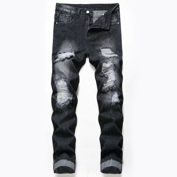 men's jeans autumn winter men england style ripped full length black bleached hole plus size casual denim trousers male wild tide, Blue
men's jeans autumn winter men england style ripped full length black bleached hole plus size casual denim trousers male wild tide, Blue