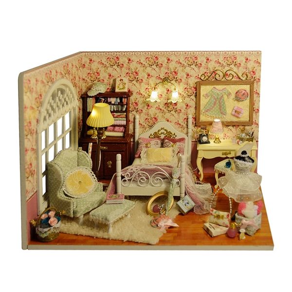 Diy Model Dollhouse Furniture Miniature Doll House Dust Cover 3d Wooden Christmas Gift Toys For Children Fantasy Princess Room Y200413