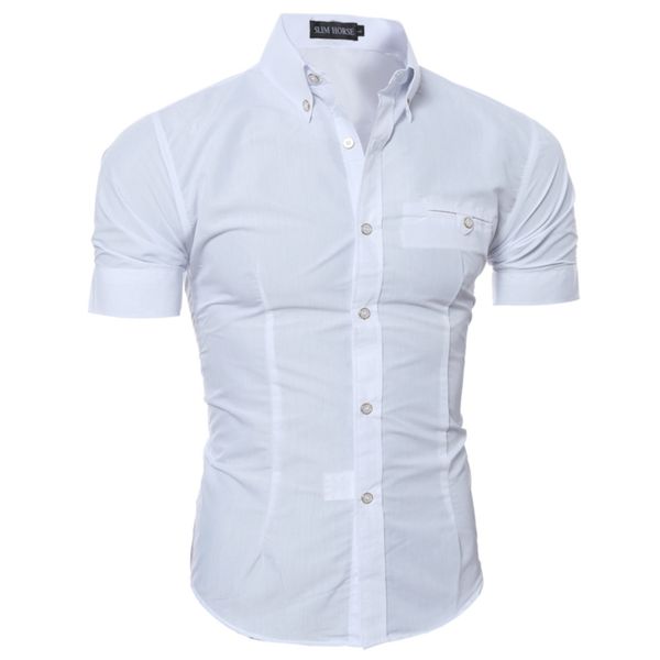 men's casual shirt spring and summer high-quality formal dress solid color slim short-sleeved shirt button wild shirt y0104, White;black
men's casual shirt spring and summer high-quality formal dress solid color slim short-sleeved shirt button wild shirt y0104, White;black