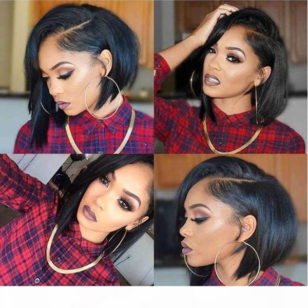 side part silk bob wig human hair bob wigs short full silk base wigs for black women 8a grade indian virgin hair, Black;brown 
side part silk bob wig human hair bob wigs short full silk base wigs for black women 8a grade indian virgin hair, Black;brown