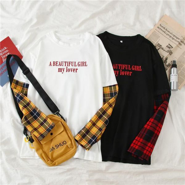 women's t-shirt autumn students simple letter white black t-shirts harajuku kawaii women tshirt loose casual long sleeve plaid patchwor
women's t-shirt autumn students simple letter white black t-shirts harajuku kawaii women tshirt loose casual long sleeve plaid patchwor
