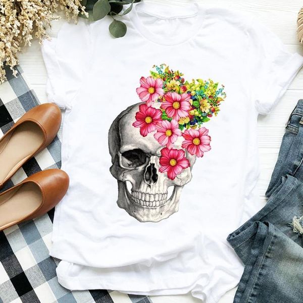 women lady floral flower skull clothing autumn halloween print tshirt female t tee womens shirt clothes graphic t-shirt, White
women lady floral flower skull clothing autumn halloween print tshirt female t tee womens shirt clothes graphic t-shirt, White