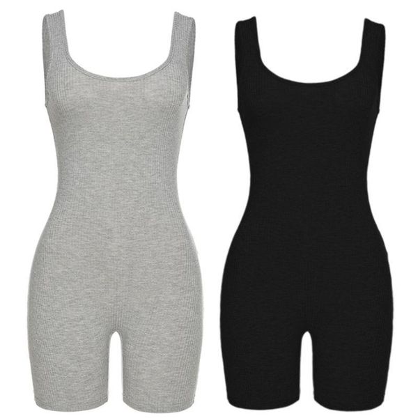 women one piece sleeveless jumpsuit ribbed knit backless biker shorts bodycon bodysuit tank high waist rompers, Black;white
women one piece sleeveless jumpsuit ribbed knit backless biker shorts bodycon bodysuit tank high waist rompers, Black;white